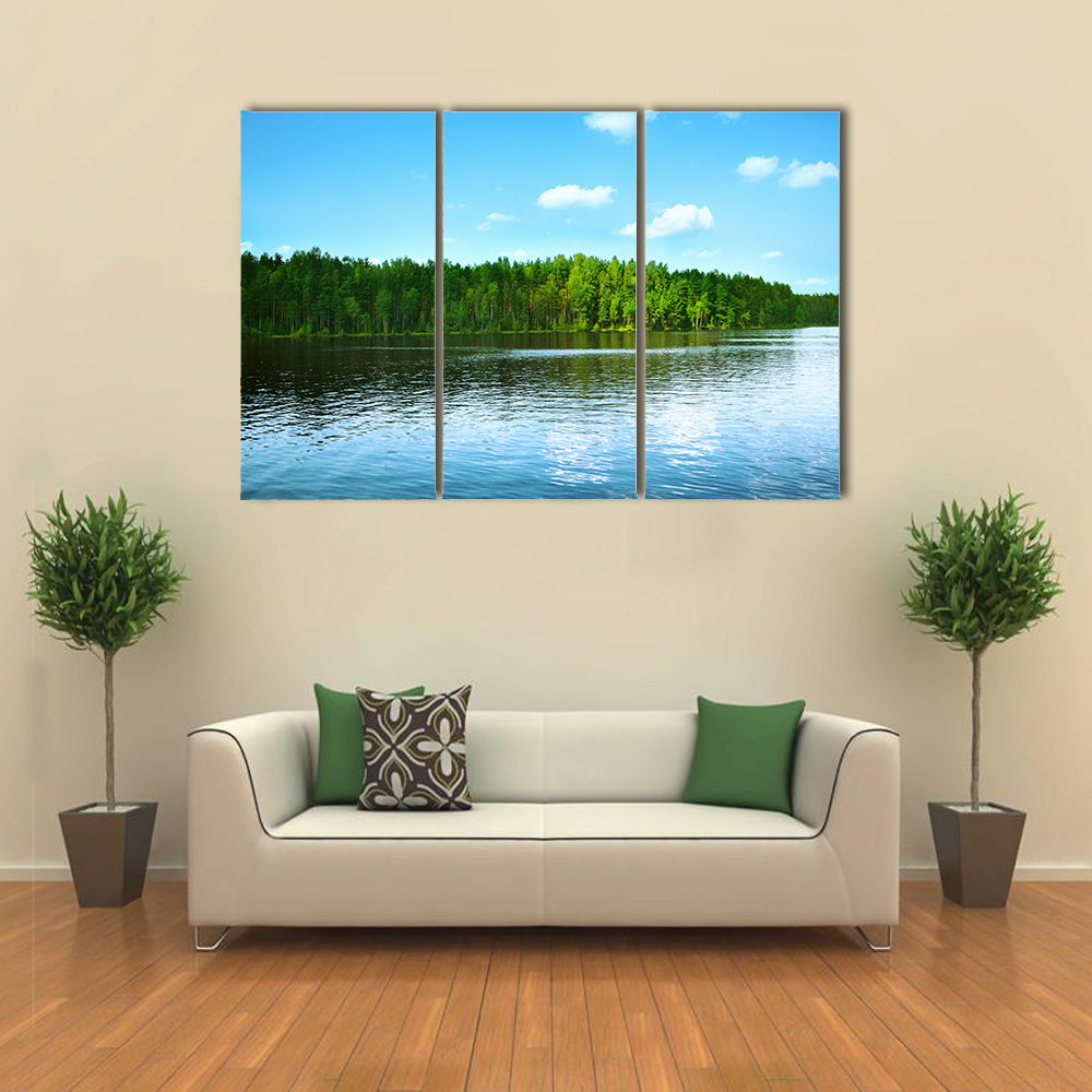 Forest Lake in Finland multi panel canvas wall art
