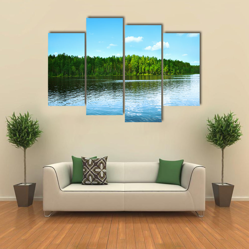 Forest Lake in Finland multi panel canvas wall art
