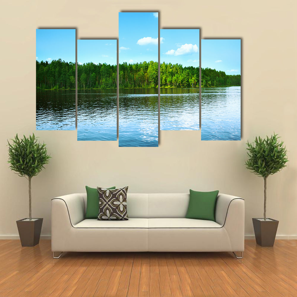 Forest Lake in Finland multi panel canvas wall art