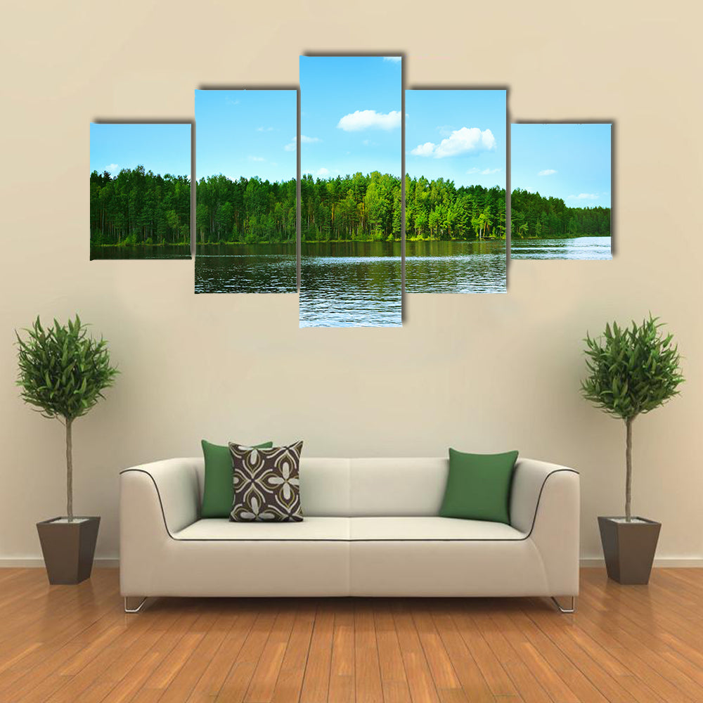 Forest Lake in Finland multi panel canvas wall art