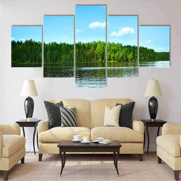 Forest lake Multi panel canvas wall art