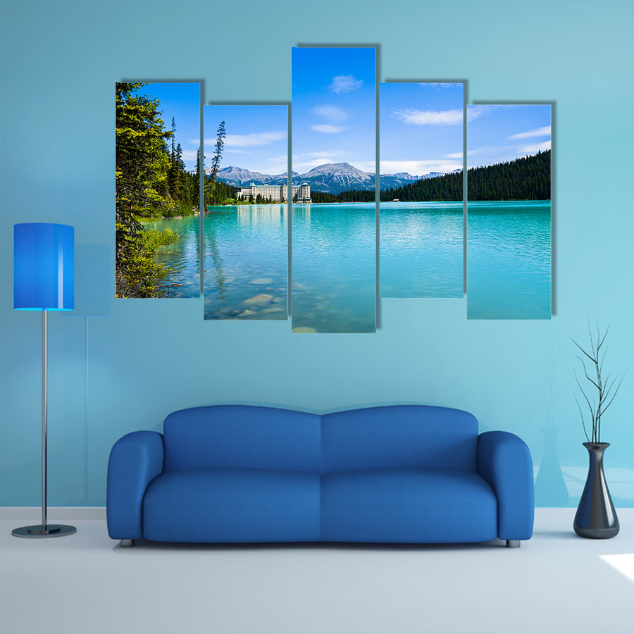 Lake Louise and Fairmont Chateau Hotel, Canada multi panel canvas wall art