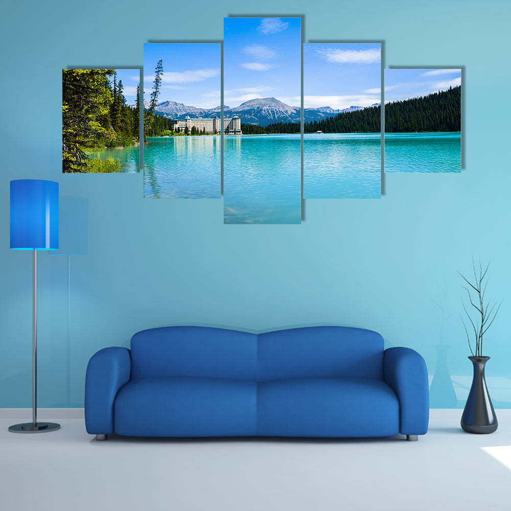 Lake Louise and Fairmont Chateau Hotel, Canada multi panel canvas wall art