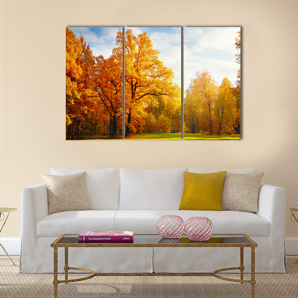 Creative Autumn landscape in the mountain village Multi panel canvas wall art