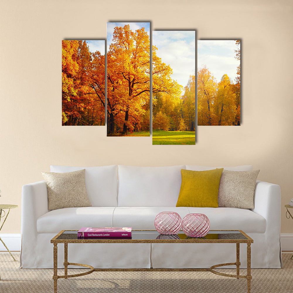 Creative Autumn landscape in the mountain village Multi panel canvas wall art