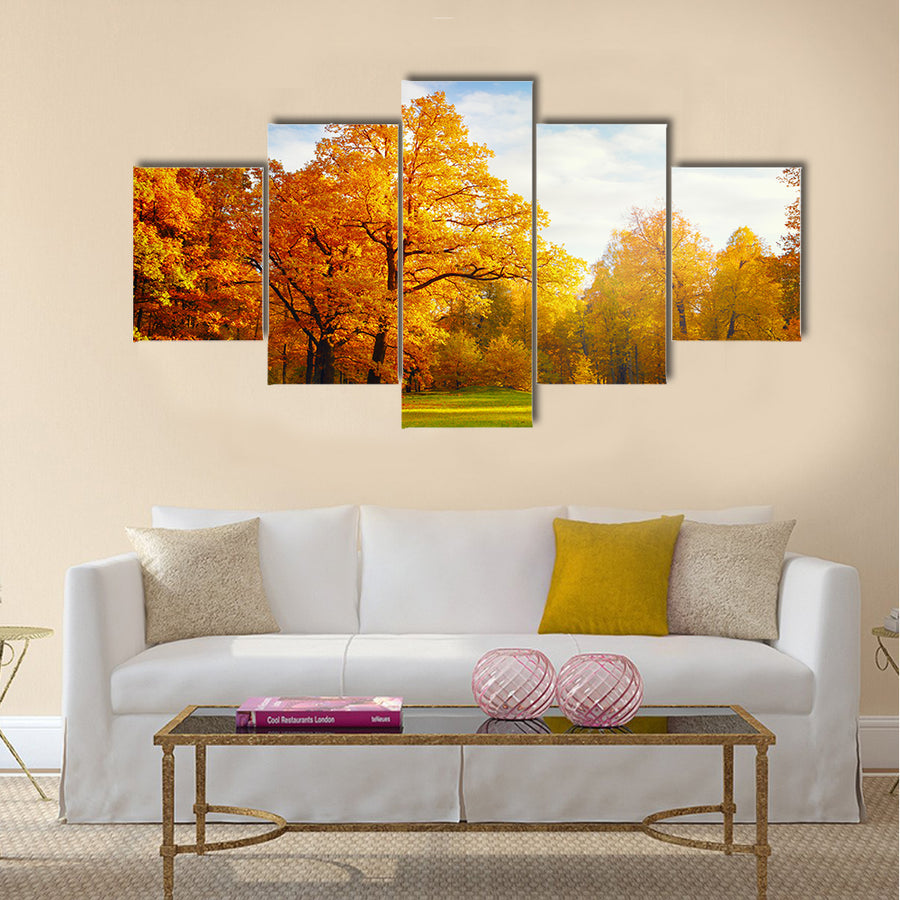 Creative Autumn landscape in the mountain village Multi panel canvas wall art