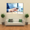 Modern workplace with digital tablet computer and mobile phone Multi panel canvas wall art