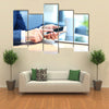 Modern workplace with digital tablet computer and mobile phone Multi panel canvas wall art