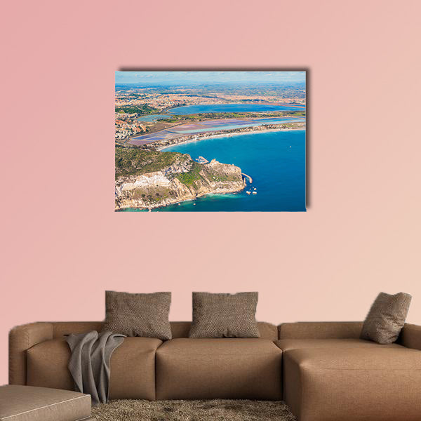 Aerial view of the coast Poetto in Cagliari Multi panel canvas wall art