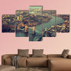 London aerial view with Tower Bridge in sunset time multi panel canvas wall art