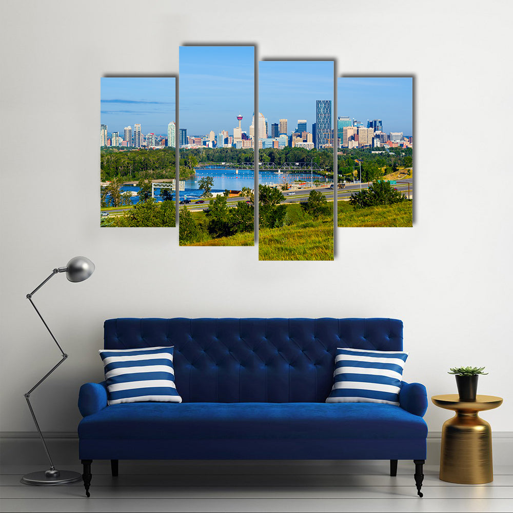 Skyscrapers in downtown Calgary, Canada Multi panel canvas wall art
