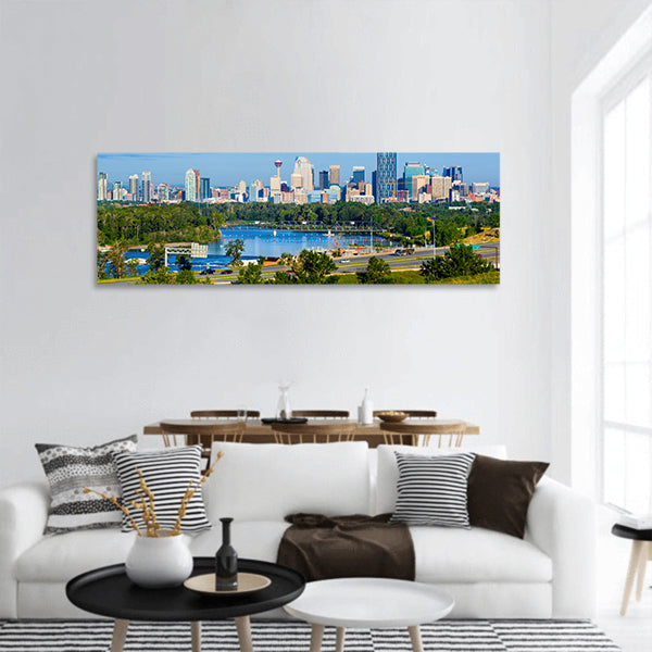 Skyscrapers in downtown Calgary, Canada panoramic canvas wall art