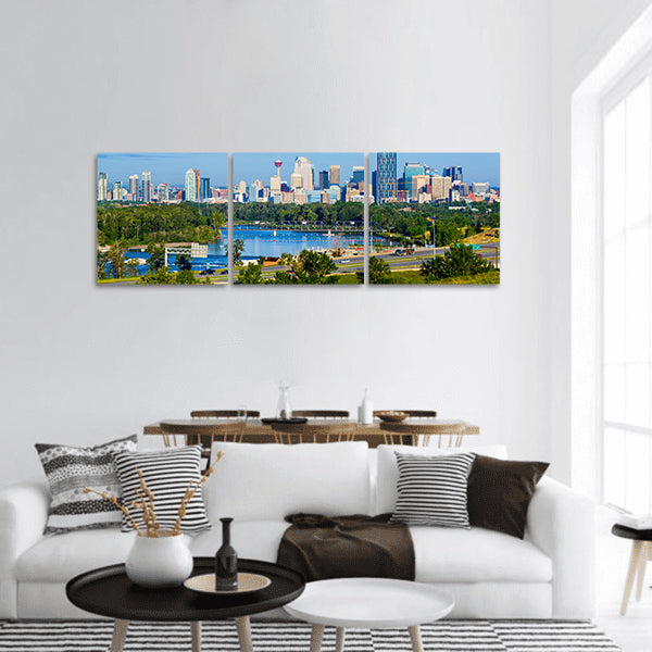 Skyscrapers in downtown Calgary, Canada panoramic canvas wall art