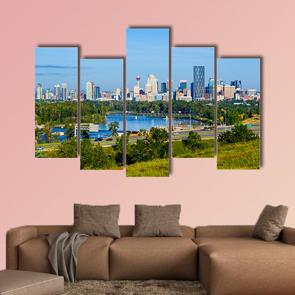 Skyscrapers in downtown Calgary, Canada Multi panel canvas wall art
