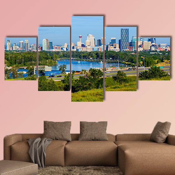 Skyscrapers in downtown Calgary, Canada Multi panel canvas wall art