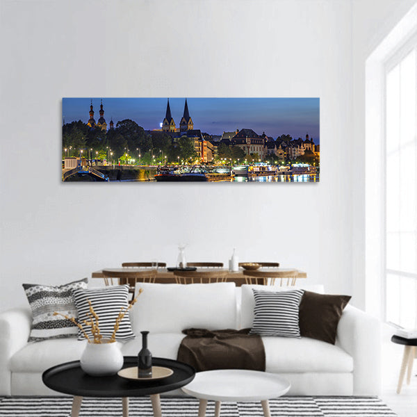 Koblenz skyline in river Moselle, Rhineland-Palatinate panoramic canvas wall art