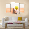 Tennis ball hitting the net Multi panel canvas wall art