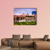 Indianapolis skyline and the White River at sunset Multi panel canvas wall art.