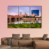 Indianapolis skyline and the White River at sunset Multi panel canvas wall art.