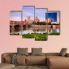 Indianapolis skyline and the White River at sunset Multi panel canvas wall art.