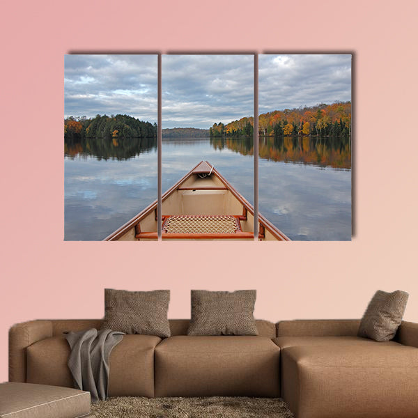 Canoe Bow on an Autumn Lake - Ontario, Canada Multi panel canvas wall art