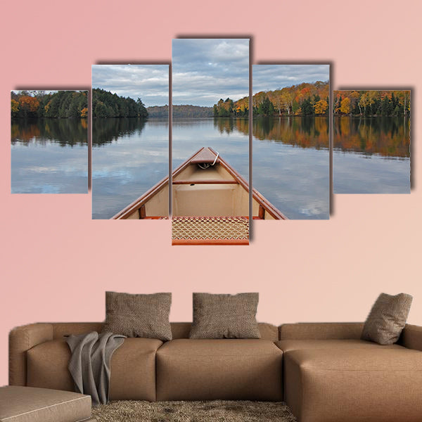 Canoe Bow on an Autumn Lake - Ontario, Canada Multi panel canvas wall art