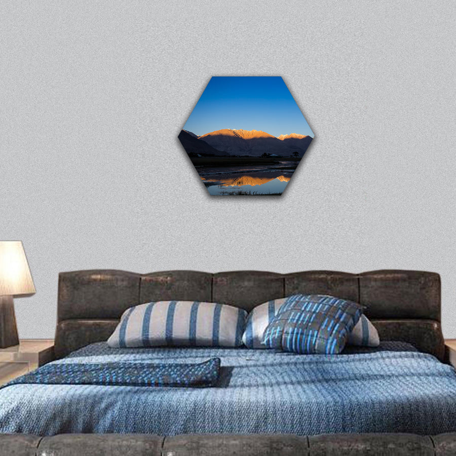 Nubra river in Nubra valley in india hexagonal canvas wall art