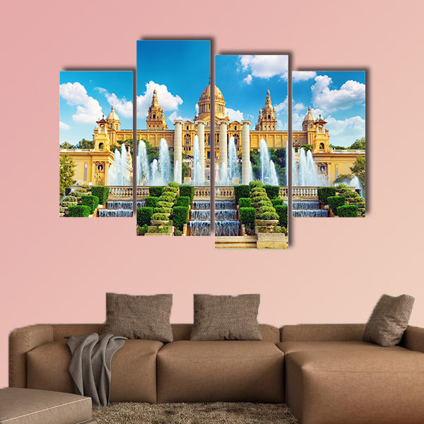 National Museum in Barcelona, Placa De Espanya, Spain multi panel canvas wall art