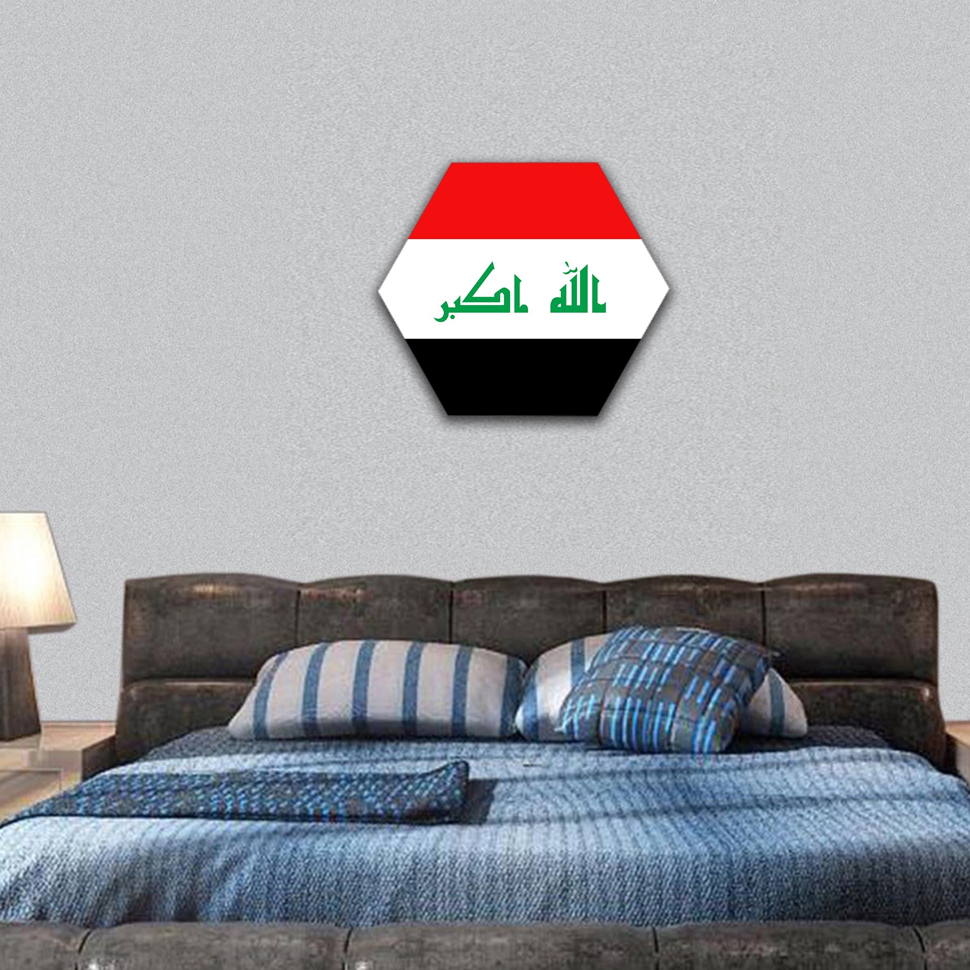 Flag of Iraq vector hexagonal canvas wall art