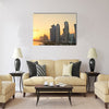 The capital of the Arabian Gulf country Qatar at sunset Multi panel canvas wall art