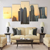 The capital of the Arabian Gulf country Qatar at sunset Multi panel canvas wall art