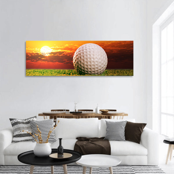 Golf ball on the lawn panoramic canvas wall art