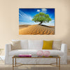 Lonely green tree in desert dunes Multi panel canvas wall art