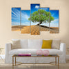 Lonely green tree in desert dunes Multi panel canvas wall art