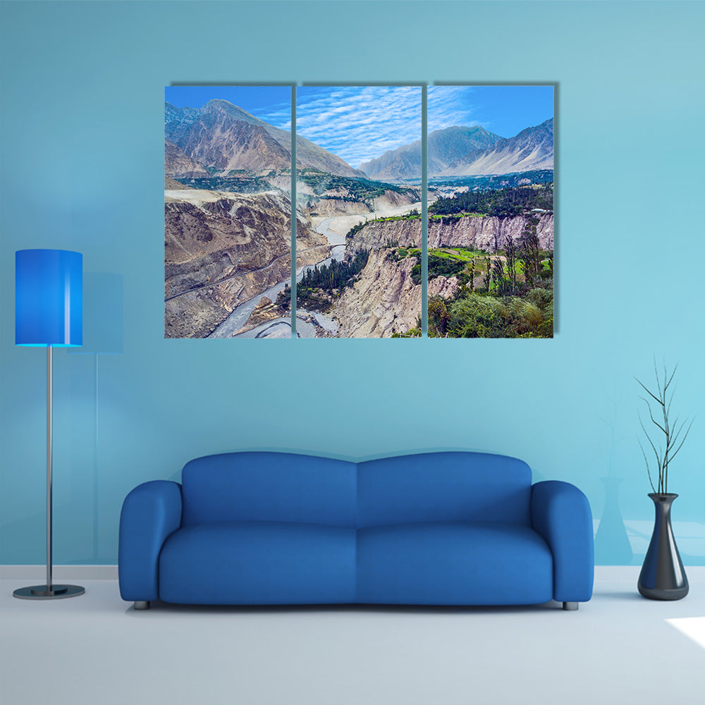 Beautiful View Of Highway In Mountains Multi Panel Canvas Wall Art