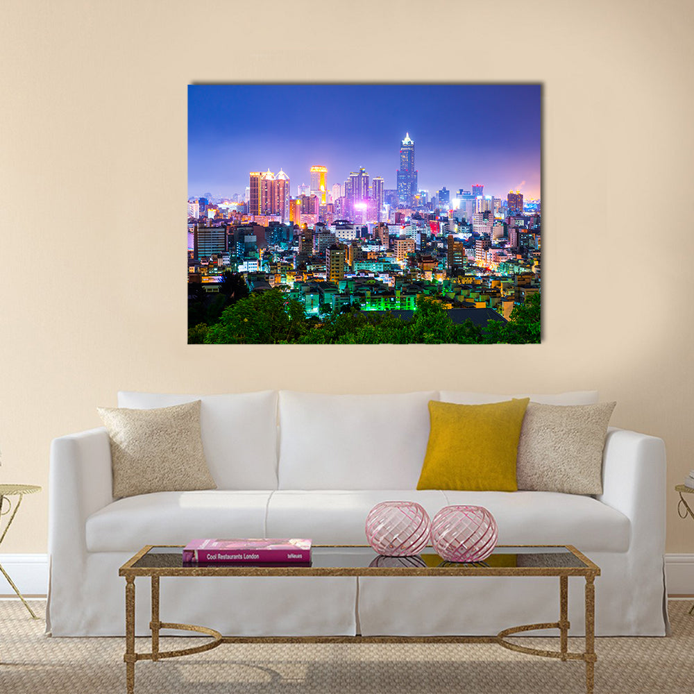 View of the city in Taiwan - Kaohsiung Multi panel canvas wall art