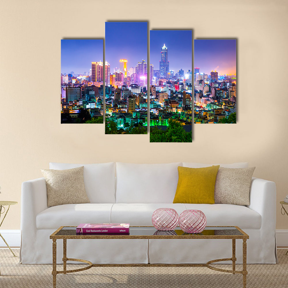 View of the city in Taiwan - Kaohsiung Multi panel canvas wall art