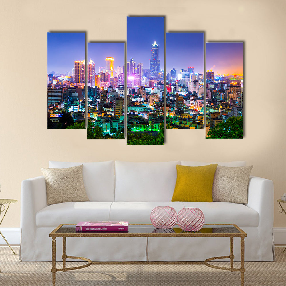 View of the city in Taiwan - Kaohsiung Multi panel canvas wall art