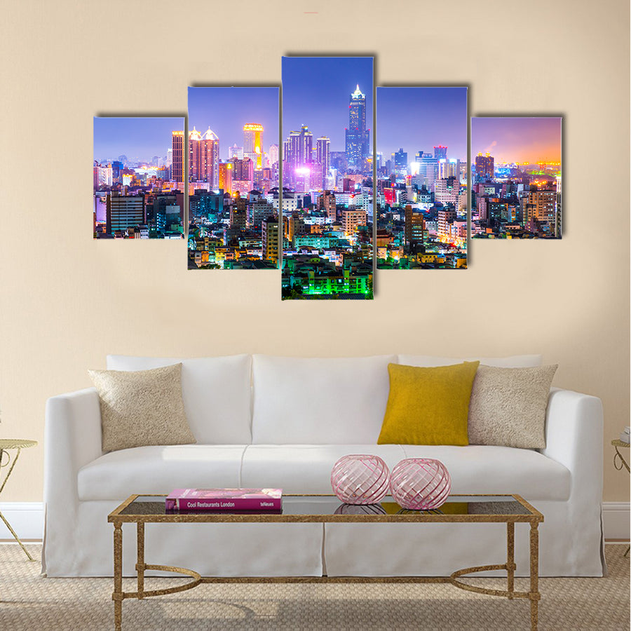 View of the city in Taiwan - Kaohsiung Multi panel canvas wall art