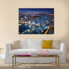 London at night with urban architectures and Tower Bridge Multi panel canvas wall art Multi panel canvas wall art