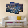 London at night with urban architectures and Tower Bridge Multi panel canvas wall art Multi panel canvas wall art