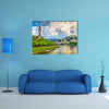 Salzburg cityscape with Festung Hohensalzburg and Salzach River in summer multi panel canvas wall art