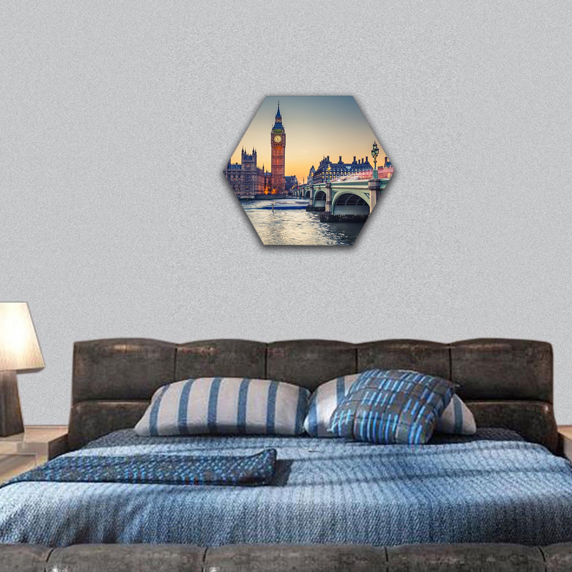 Big Ben and Houses of parliament, London hexagonal canvas wall art