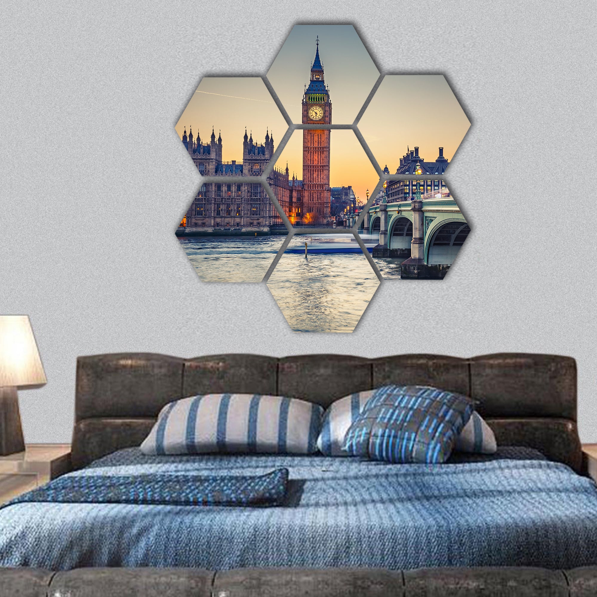 Big Ben and Houses of parliament, London hexagonal canvas wall art