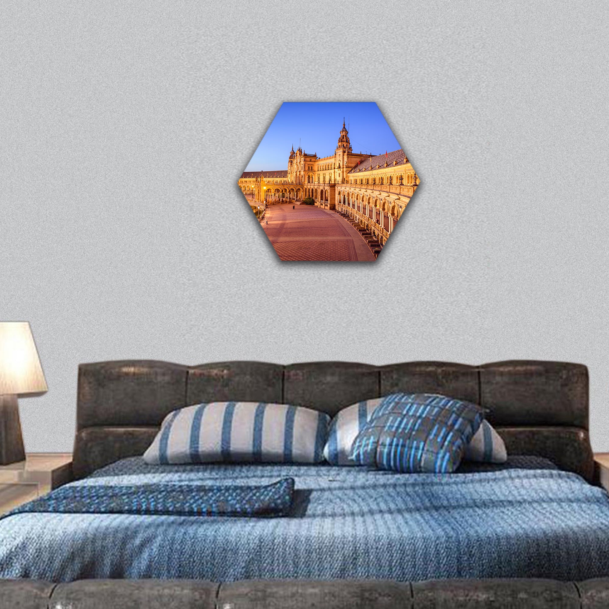 Spain at Spanish Square Seville hexagonal canvas wall art