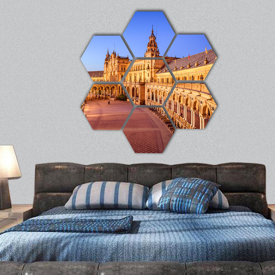 Spain at Spanish Square Seville hexagonal canvas wall art