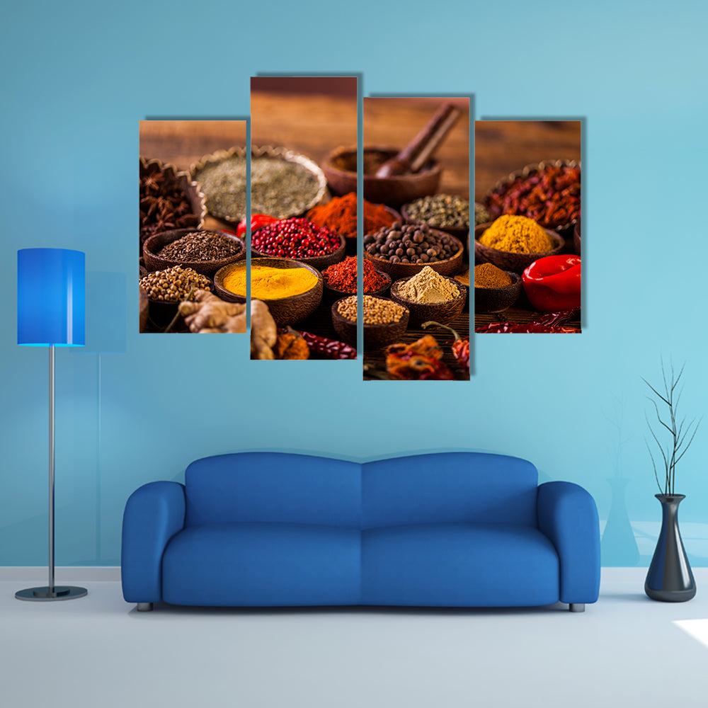 Colorful Asian theme with spices Multi panel canvas wall art