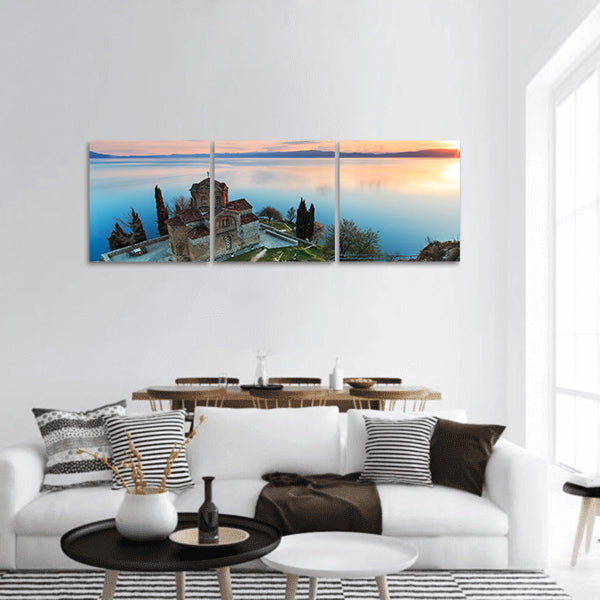 Sveti (Saint) Jovan Kaneo Church on Lake Ohrid panoramic canvas wall art