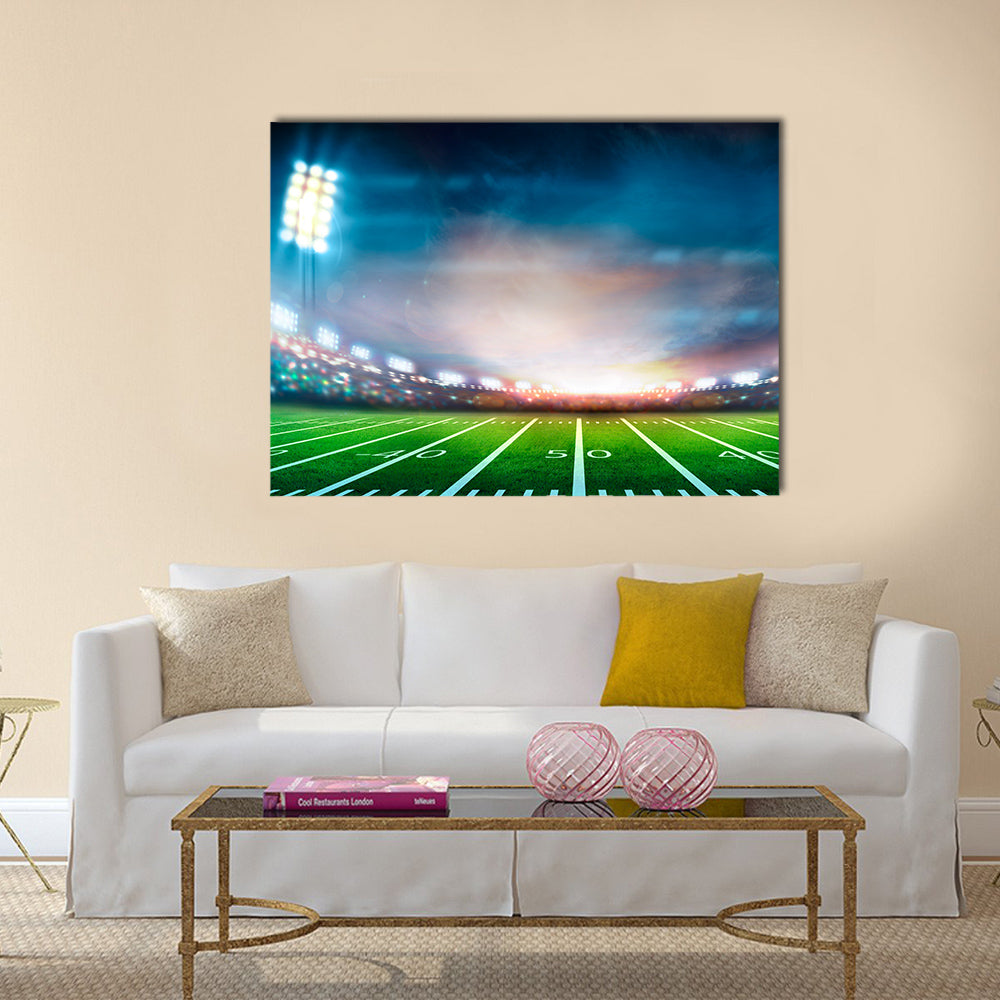 Lights at night and stadium Multi panel canvas wall art