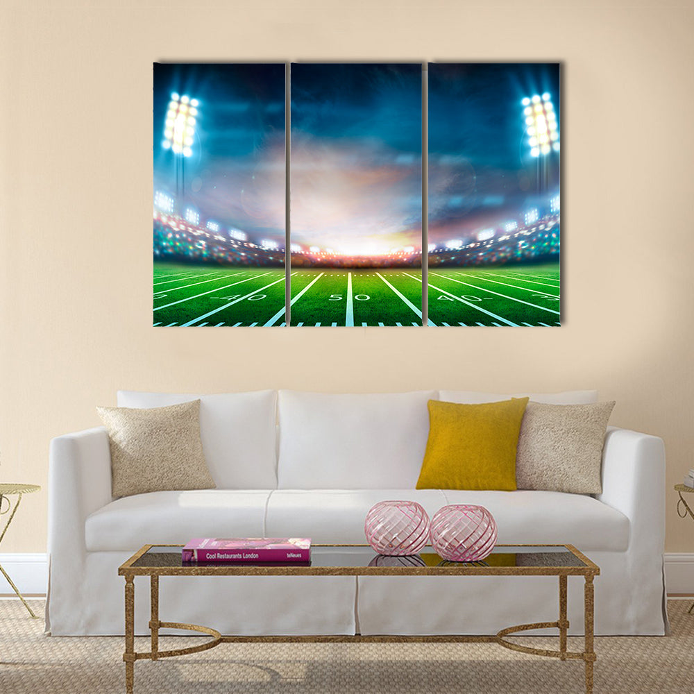 Lights at night and stadium Multi panel canvas wall art